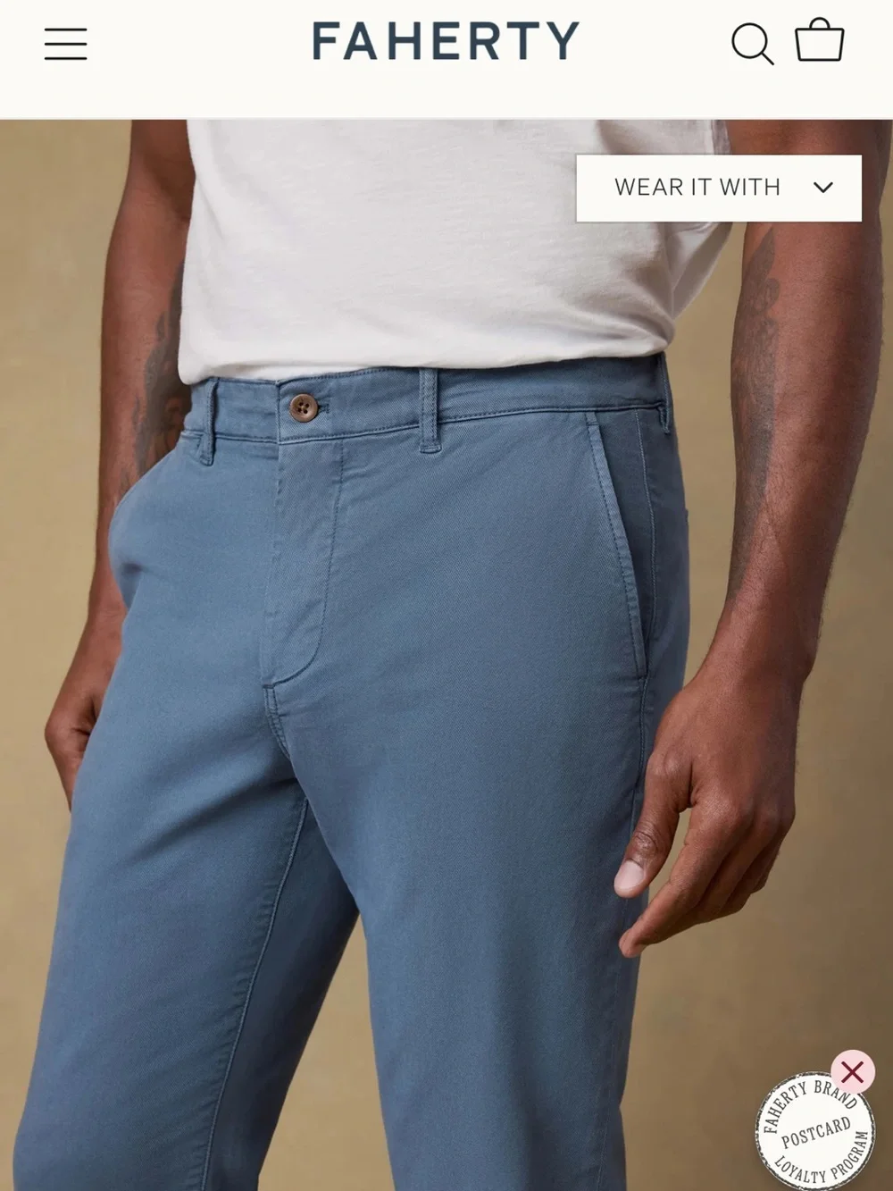 Faherty Coastline Chino Knit Chinos pants size 33